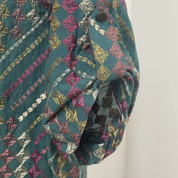 NWT Soft Surroundings Terrare Tunic Shirt Size S Green Embroidered - Picture 7 of 12